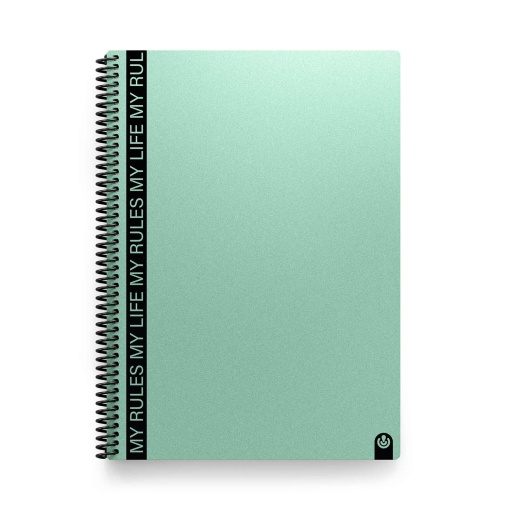 Caderno A4 capa plástica espiral CARCHIVO My Rules pautado jade 80 folhas 90g