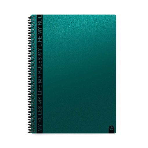 Caderno A4 capa plástica espiral CARCHIVO My Rules pautado verde 80 folhas 90g