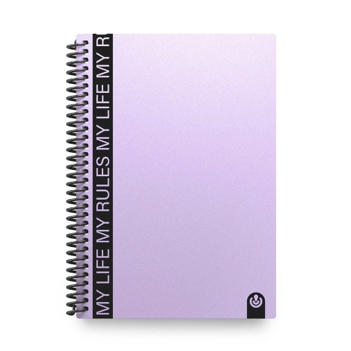 Caderno A5 capa plástica espiral CARCHIVO My Rules pautado malva 80 folhas 90g