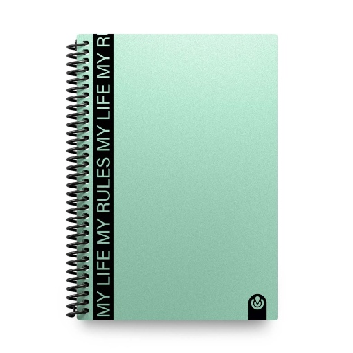 Caderno A5 capa plástica espiral CARCHIVO My Rules pautado jade 80 folhas 90g