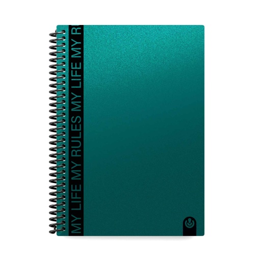 Caderno A5 capa plástica espiral CARCHIVO My Rules pautado verde 80 folhas 90g