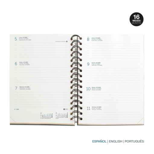 Agenda escolar semanal A5 2025/26 16 meses espiral MIQUELRIUS Plus Stripes