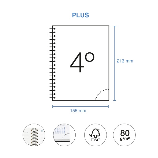 Agenda escolar semanal A5 2025/26 16 meses espiral MIQUELRIUS Plus Stripes