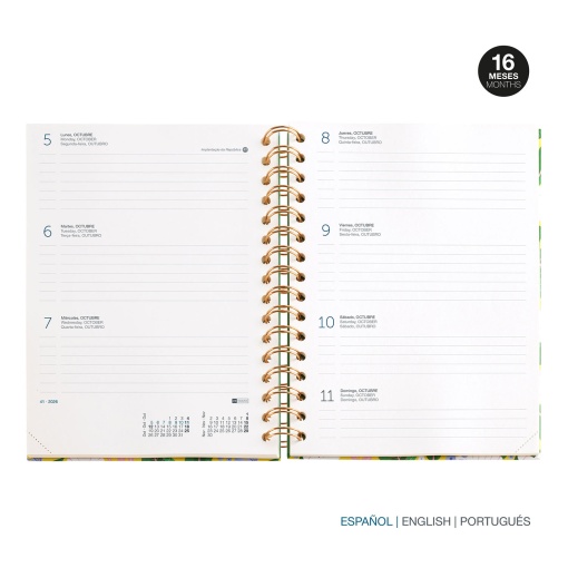 Agenda escolar semanal A5 2025/26 16 meses espiral MIQUELRIUS Plus Tropical
