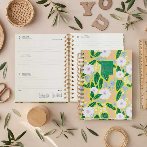Agenda escolar semanal A5 2025/26 16 meses espiral MIQUELRIUS Plus Tropical