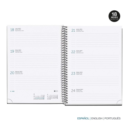 Agenda escolar semanal A5 2025/26 18 meses espiral MIQUELRIUS Plus Hojas