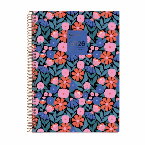 Agenda escolar semanal A5 2025/26 18 meses espiral MIQUELRIUS Plus Dark Flora