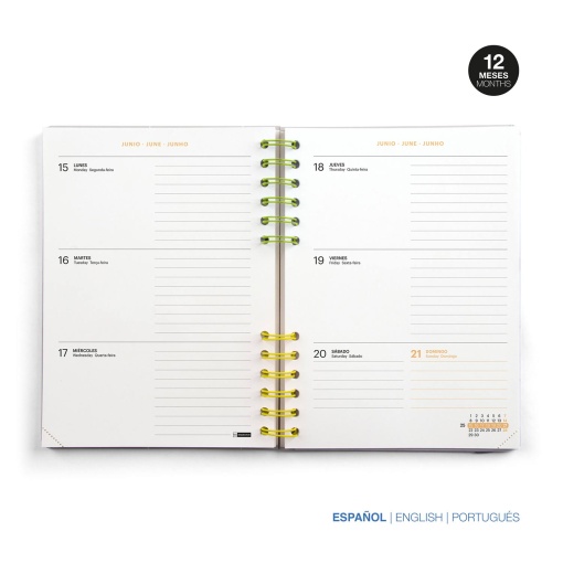 Agenda escolar semanal A5 2025/26 12 meses espiral MIQUELRIUS Back to Basics Plus cinza