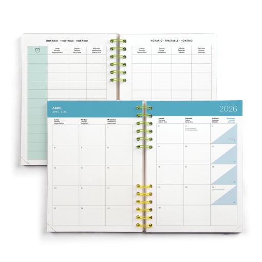 Agenda escolar semanal A5 2025/26 12 meses espiral MIQUELRIUS Back to Basics Plus cinza
