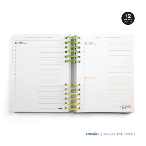 Agenda escolar diária A5 2025/26 12 meses espiral MIQUELRIUS Back to Basics Plus cinza