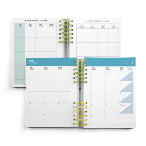 Agenda escolar diária A5 2025/26 12 meses espiral MIQUELRIUS Back to Basics Plus cinza