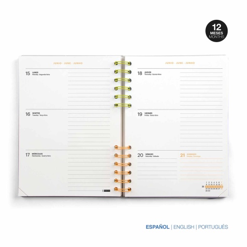 Agenda escolar semanal A5 2025/26 12 meses espiral MIQUELRIUS Back to Basics Plus azul