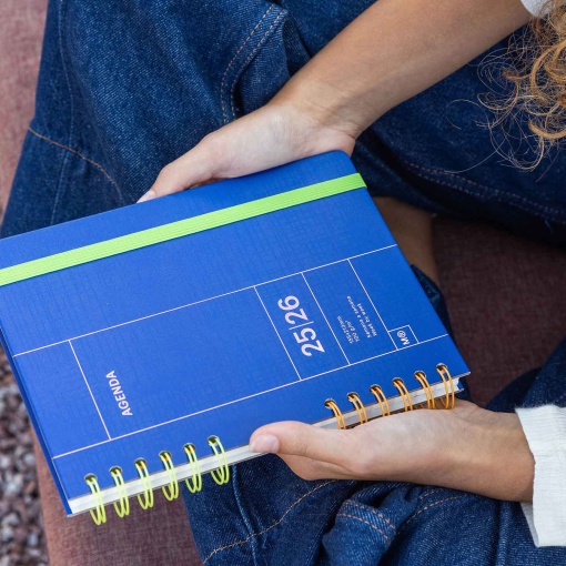 Agenda escolar semanal A5 2025/26 12 meses espiral MIQUELRIUS Back to Basics Plus azul