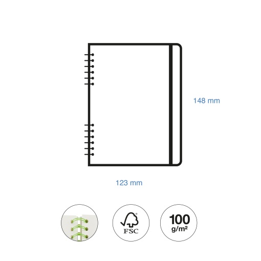 Agenda escolar semanal 123x178mm 2025/26 12 meses espiral MIQUELRIUS Back to Basics Activa cinza