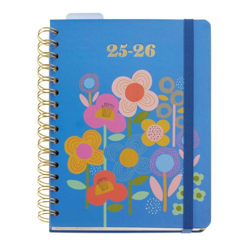 Agenda escolar semanal A5 2025/26 12 meses espiral MIQUELRIUS Anne Lehman Happy Flowers