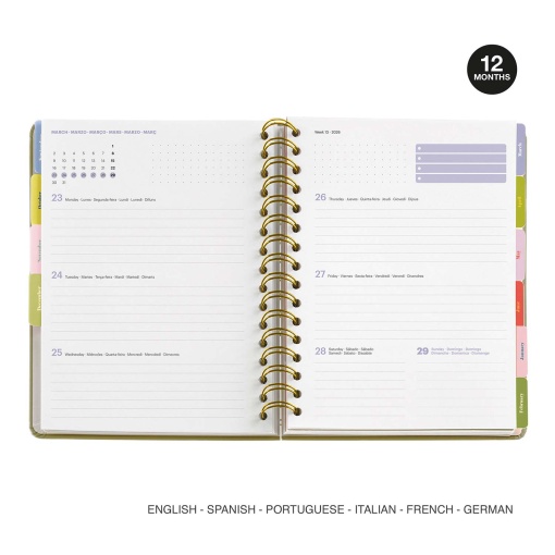 Agenda escolar semanal A5 2025/26 12 meses espiral MIQUELRIUS Anne Lehman Happy Flowers