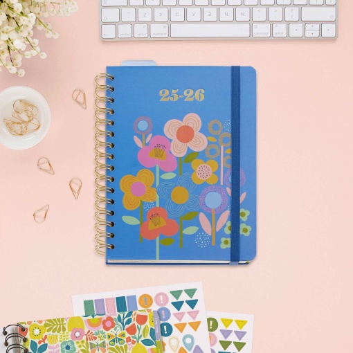 Agenda escolar semanal A5 2025/26 12 meses espiral MIQUELRIUS Anne Lehman Happy Flowers