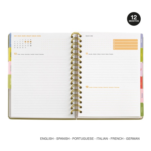 Agenda escolar diária A5 2025/26 12 meses espiral MIQUELRIUS Anne Lehman Happy Flowers