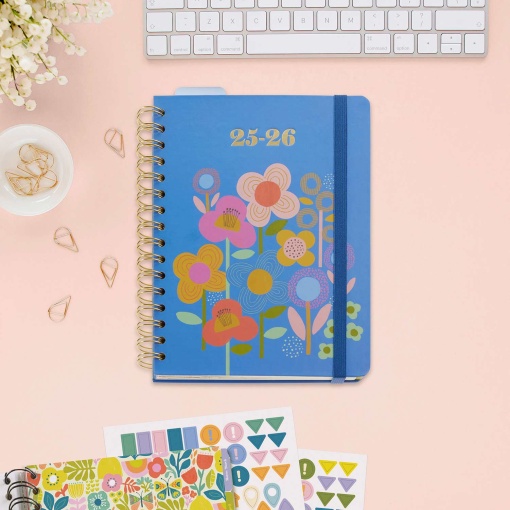 Agenda escolar diária A5 2025/26 12 meses espiral MIQUELRIUS Anne Lehman Happy Flowers
