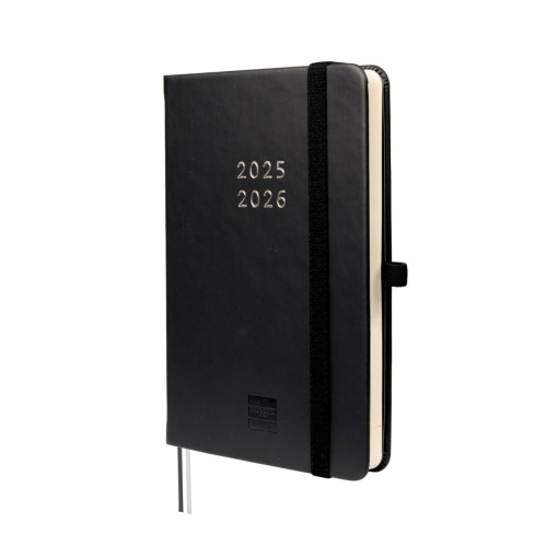 Agenda escolar semanal A6 2025/26 18 meses FINOCAM Minimal negro com elástico