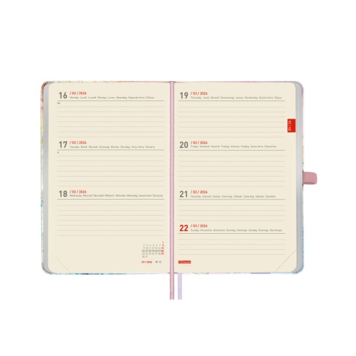 Agenda escolar semanal A6 2025/26 18 meses FINOCAM Minimal Pretty com elástico