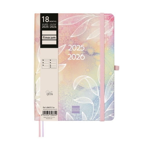 Agenda escolar semanal A5 2025/26 18 meses FINOCAM Minimal Pretty com elástico