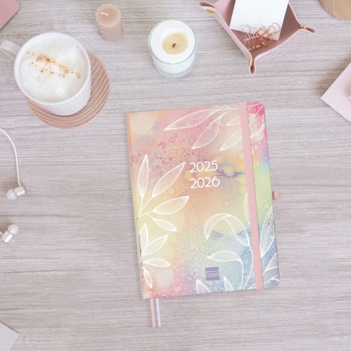 Agenda escolar semanal A5 2025/26 18 meses FINOCAM Minimal Pretty com elástico