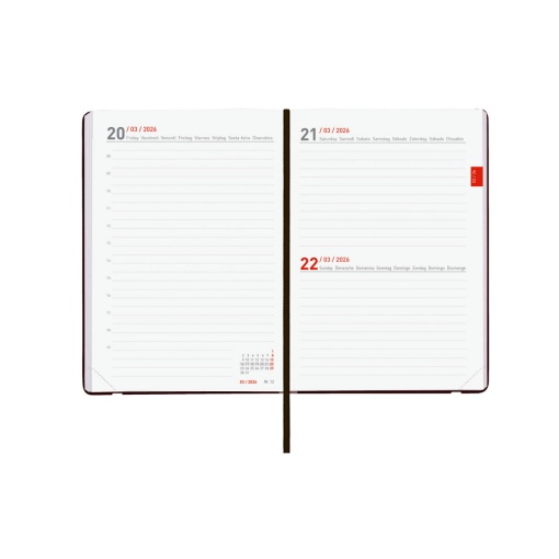 Agenda escolar diária 120x169mm 2025/26 18 meses FINOCAM Mara negro com elástico