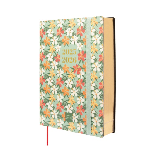 Agenda escolar diária 120x169mm 2025/26 18 meses FINOCAM Mara Daisy com elástico