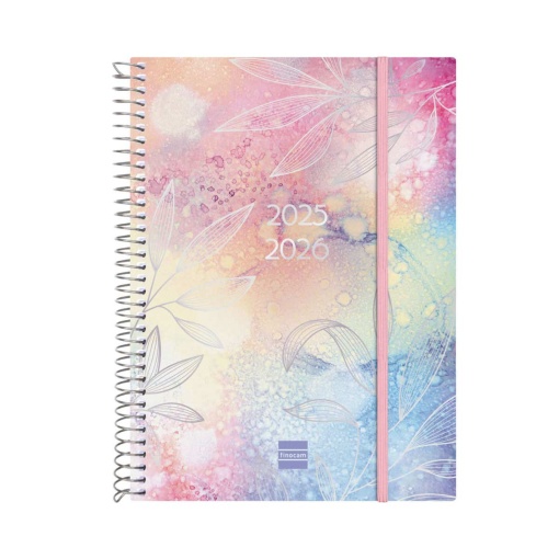 Agenda escolar semanal A5 2025/26 18 meses espiral FINOCAM Pretty com elástico