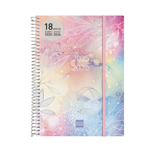 Agenda escolar semanal A5 2025/26 18 meses espiral FINOCAM pretty com elástico