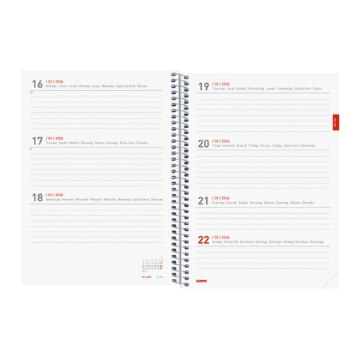 Agenda escolar semanal A5 2025/26 18 meses espiral FINOCAM pretty com elástico