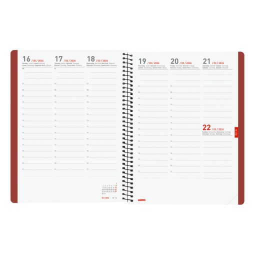 Agenda escolar semanal A5 2025/26 16 meses espiral FINOCAM Ikon bordô com elástico