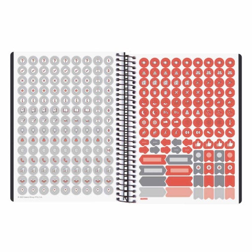 Agenda escolar diária A5 2025/26 16 meses espiral FINOCAM Ikon negro com elástico