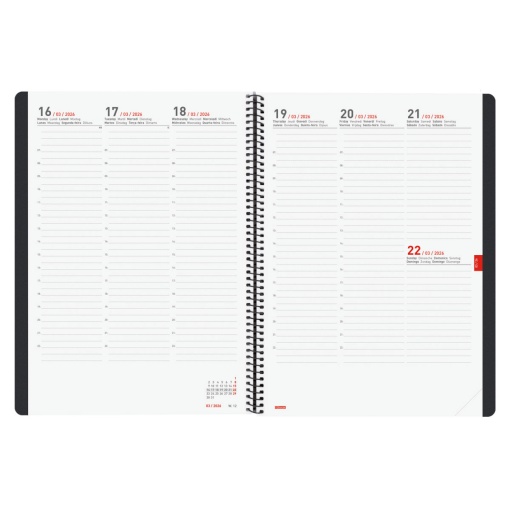 Agenda escolar semanal A4 2025/26 16 meses espiral FINOCAM Ikon negro com elástico