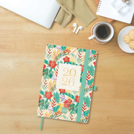 Agenda escolar semanal 118x168mm 2025/26 16 meses FINOCAM Capri Jungla com elástico