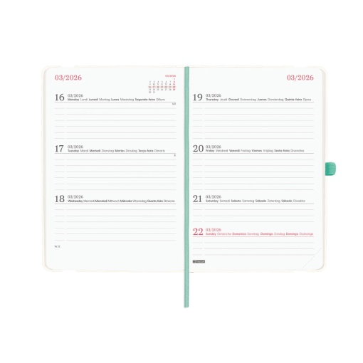 Agenda escolar semanal 118x168mm 2025/26 16 meses FINOCAM Capri Jungla com elástico