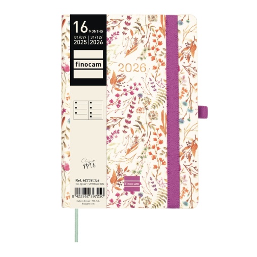 Agenda escolar semanal 118x168mm 2025/26 16 meses FINOCAM Capri Happy com elástico