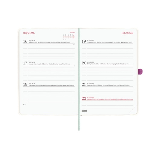 Agenda escolar semanal 118x168mm 2025/26 16 meses FINOCAM Capri Happy com elástico