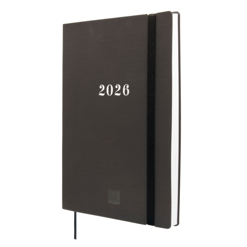 Agenda escolar semanal A5 2025/26 16 meses FINOCAM Dotted negro com elástico