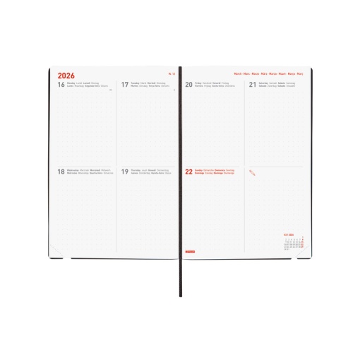 Agenda escolar semanal A5 2025/26 16 meses FINOCAM Dotted negro com elástico