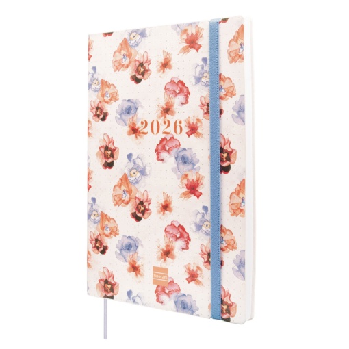 Agenda escolar semanal A5 2025/26 16 meses FINOCAM Dotted Bloom com elástico