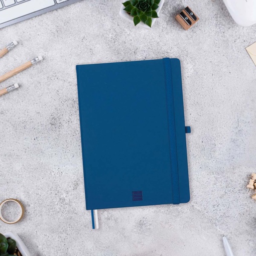 Caderno A5 capa dura FINOCAM Nexo liso 72 folhas 80g azul marinho
