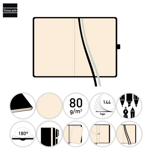 Caderno A5 capa dura FINOCAM Nexo liso 72 folhas 80g azul marinho