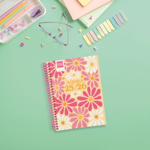 Agenda escolar semanal 120x164mm 2025/26 12 meses espiral FINOCAM Diva Spring