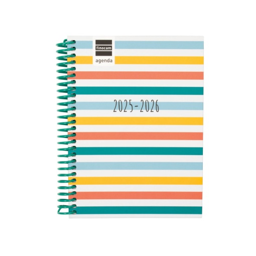 Agenda escolar semanal 120x164mm 2025/26 12 meses espiral FINOCAM Diva Colors
