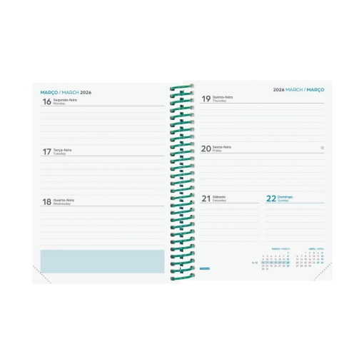 Agenda escolar semanal 120x164mm 2025/26 12 meses espiral FINOCAM Diva Colors