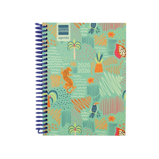 Agenda escolar semanal 120x164mm 2025/26 12 meses espiral FINOCAM Diva selva