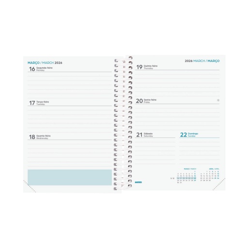 Agenda escolar semanal 120x164mm 2025/26 12 meses espiral FINOCAM Diva rosa