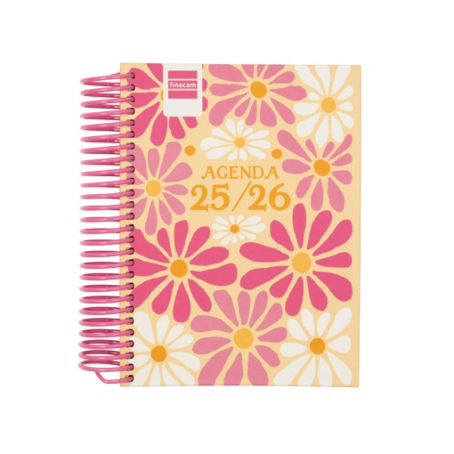 Agenda escolar diária 120x164mm 2025/26 12 meses espiral FINOCAM Diva Spring